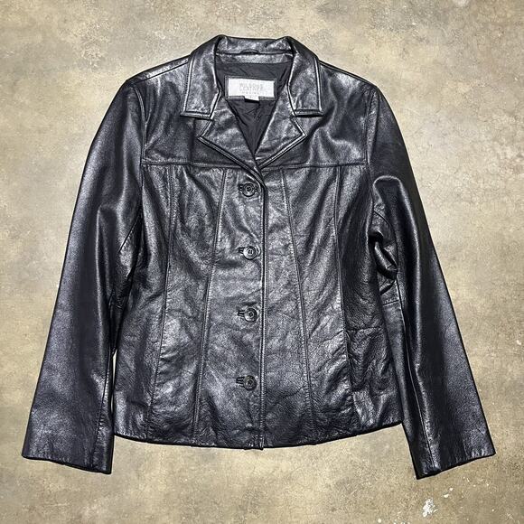Vintage 90s Y2k Wilsons Maxima Black Grunge Leather Jacket - Picture 1 of 4
